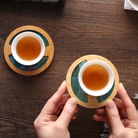 Podložka z epoxidové pryskyřice Krajina Průhledný držák bambusové izolace Coaster Cup Mat