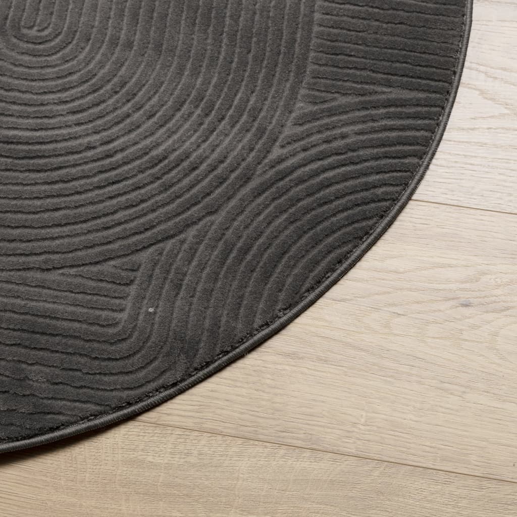 IZA Short Pile Rug Scandinavian Style Anthracite Ø 80 Cm