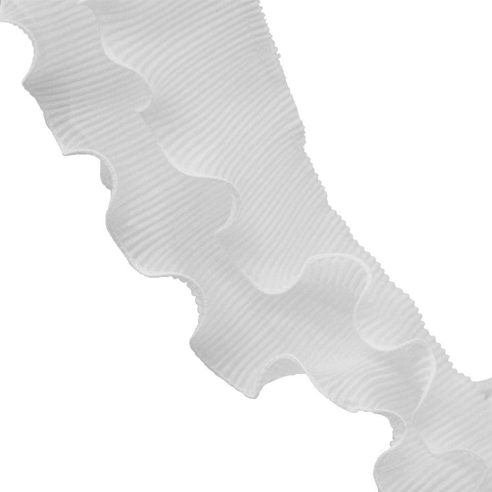 New Arrival 8.5cm 2-Layer Elastic Pleated Chiffon Lace White/Black Ruffle Edging Trim for Doll Clothing Decor DIY Sewing Supply