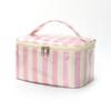 Polyester Striped Makeup Bag With Waterproof Design For Travel And Daily Use