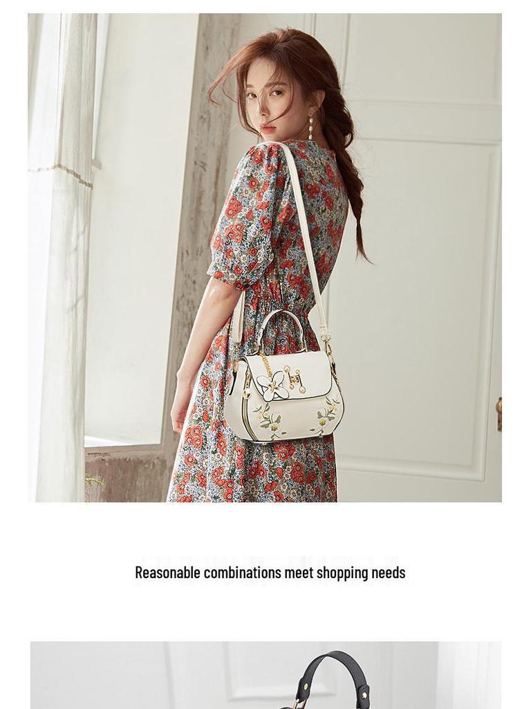 Embroidery Handbag: 2022 New Fashionable PU Leather Single Shoulder Crossbody Bag for Women