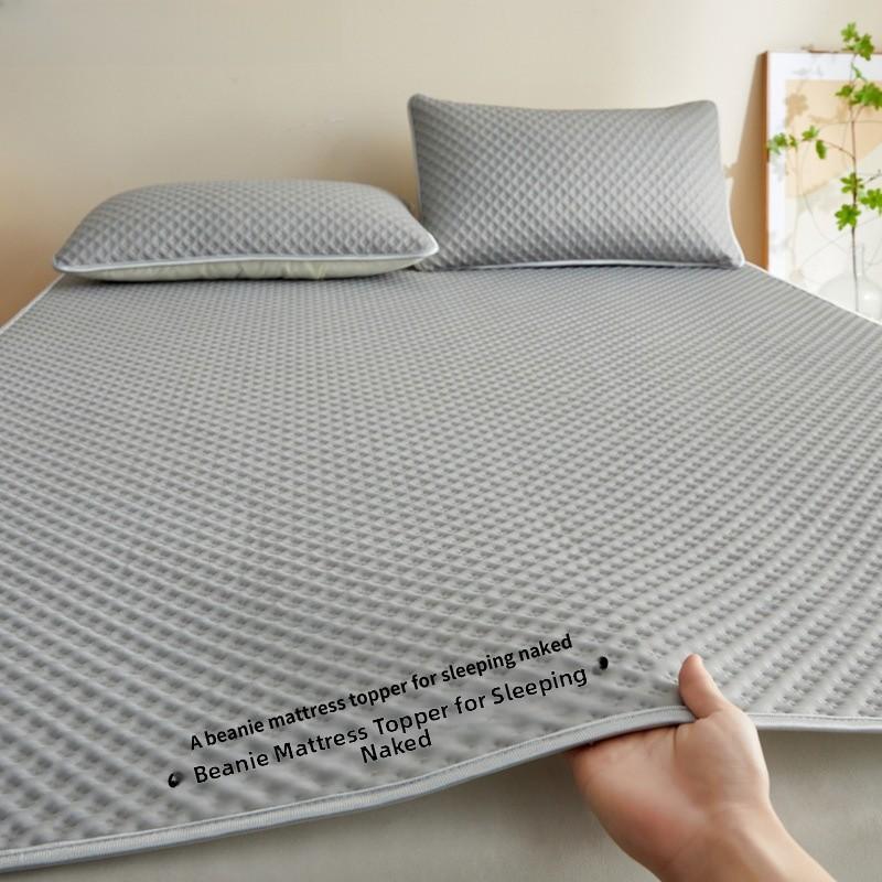Summer Ice Silk Cooling Mat Bean Bag Three-Piece Bedding Style Dormitory Student Single Washable Home Air Conditioned Mat