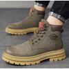 Rhubarb Boots Martin Boots Spring and Autumn Men's Leather Boots 2025 New Heightening Thick-soled Tooling Short Boots
