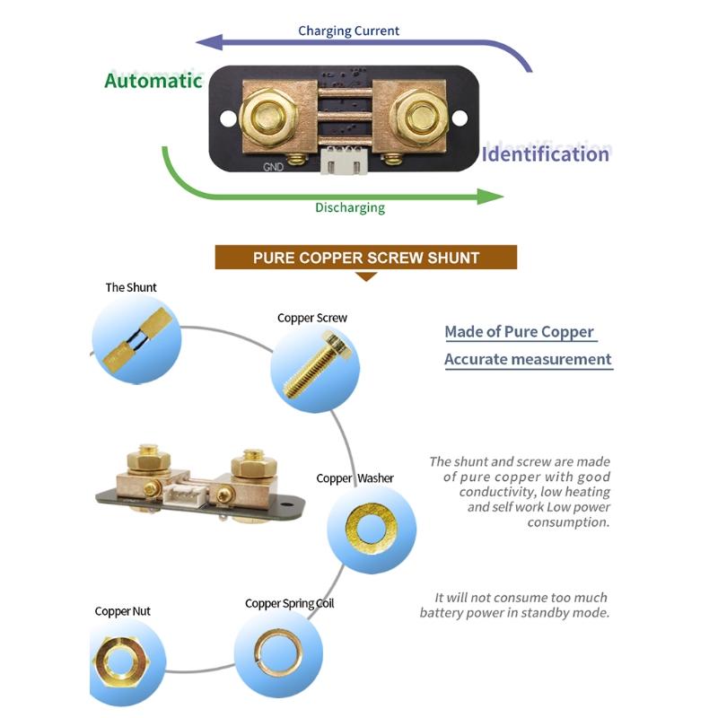 Multipurpose Battery Coulometer Voltage Current Tester Temperature Meter KW Display App Control Real-time Monitor