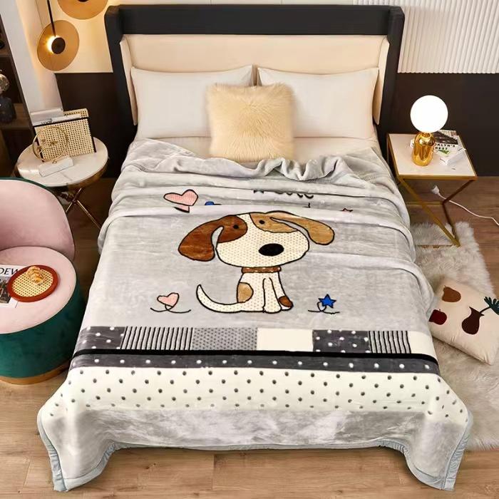 Fleece Blanket Plush Blanket King Size Heavy Mink Blanket Silky Soft and Warm 2 Ply AB Printed Raschel Bed Blanket Rose/Peony