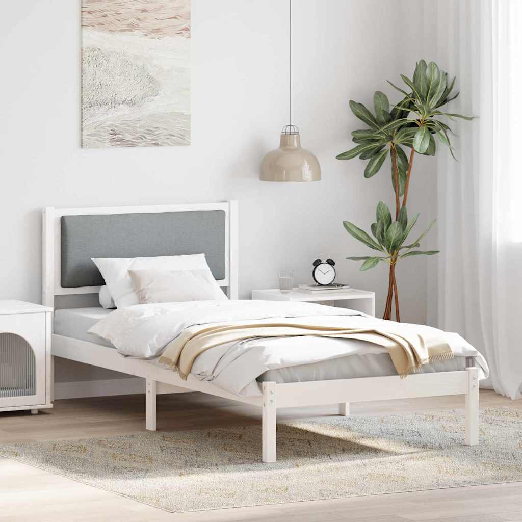 Bed Frame Light Grey 90 x 190 cm Solid Pine Wood