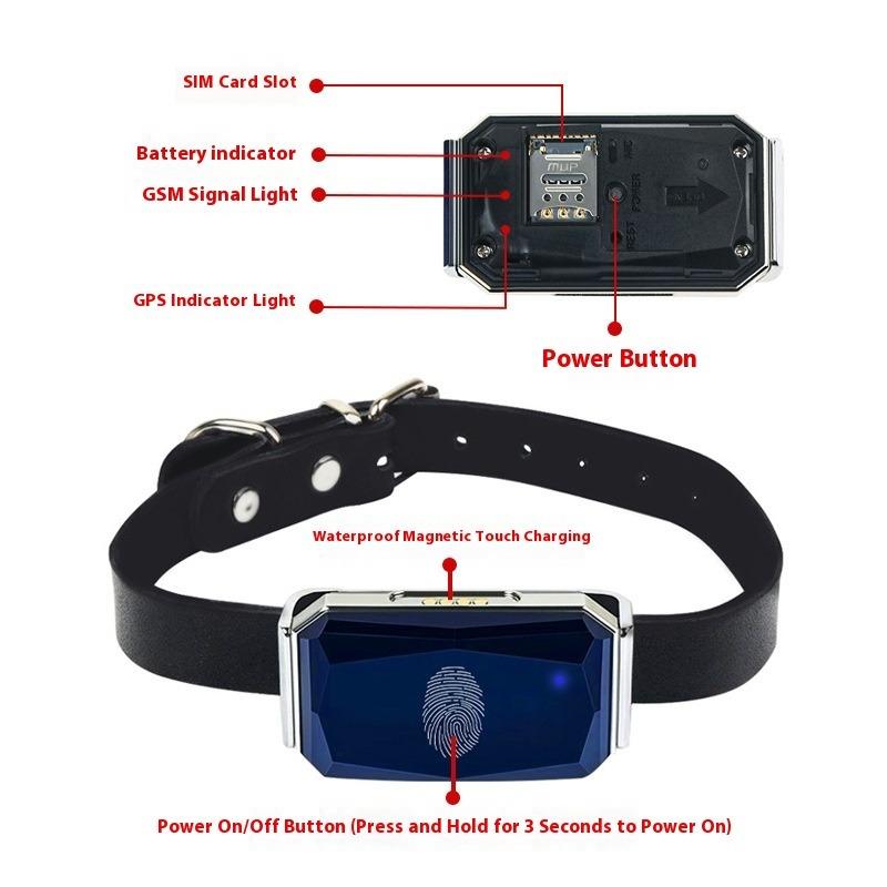 

G12 IP67 Waterproof Pet GPS Tracker Smart Collar for Cats Dogs Real-Time Anti-Lost Gem-Design Long-Life