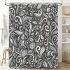 Black White Floral Shower Curtain with Swirls Waves Bathroom Decor for Home Kitchen or Bathroom Large Size 72 x 84 Gray Shabby C