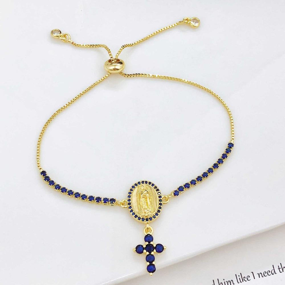 5-Color Virgin Mary Bracelet Luxury Rhinestones Cross Tassel Bracelet Simple Exquisite Crystal Bracelet Party Jewelry Gift
