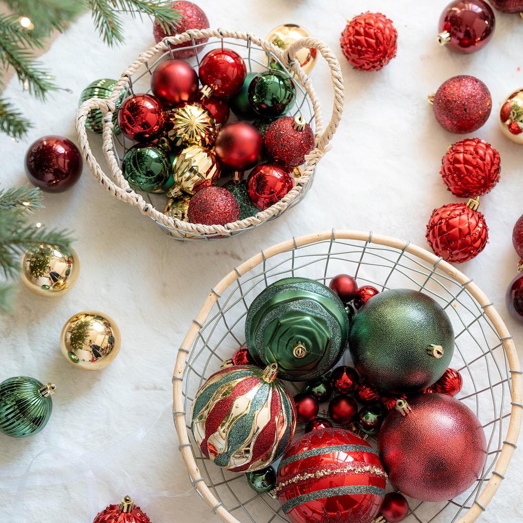 New Berry Red Lotus Leaf Green Christmas Balls for Christmas Decorations - Christmas Tree Hangers for Arrangement