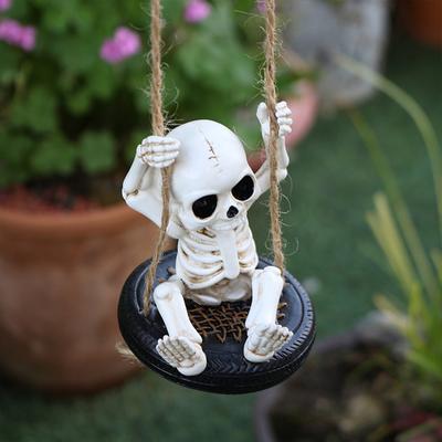 Figurines Fantômes Oscillants d'Halloween Creux Grands Yeux Style Punk Ornement de Jardin pour Festival d'Halloween Cadeau