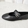 Women Mary Jane Shoes Black Pu Leather Vintage Flats Woman Fashion Belt Buckle Round Toe Ballet Flat Shoes Zapatillas De Mujer