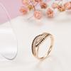Trendy Full Black With White Natural Zircon Rings For Women Fine  Rose Gold Color Geometric Daily Accessories Jewelry