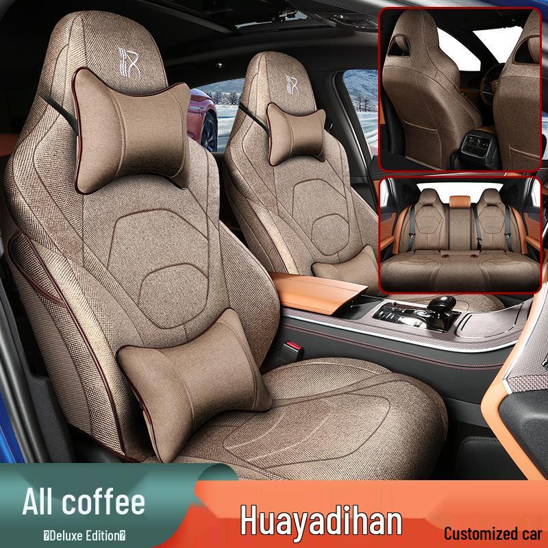 Breathable Linen Car Seat Cover for BYD Han: 5-Seater, All-Season, Full Surround Universal Cushion