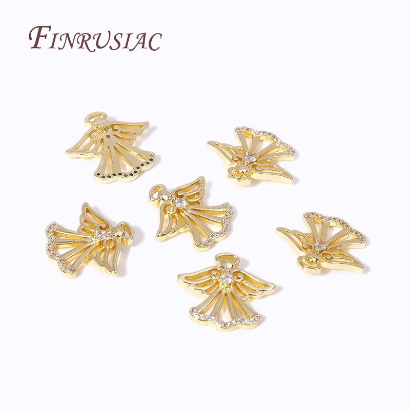 Trendy Angel Charms Pendant 18K Gold Plated Inlaid Zircon Charms For Necklace Making Findings Accessories DIY Handmade Jewelry