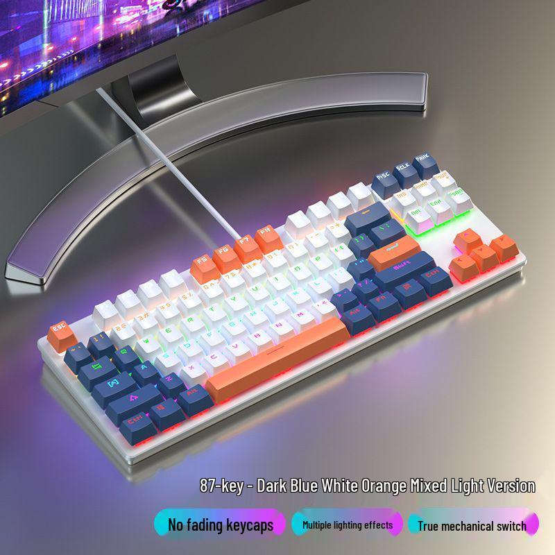 87-Key Mechanical Keyboard with Blue, Black, Red, Brown Switches - Wired for E-sports, Gaming, Typing, Desktop, Laptop, Universal Compatibility