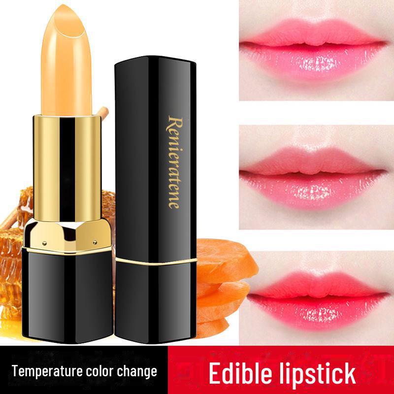 

Меняющийся по цвету бальзам для губ с каротином, меняющая цвет в зависимости от температуры помада для длительного увлажнения и цвета для студентов обоего пола. Renieratene Carrot