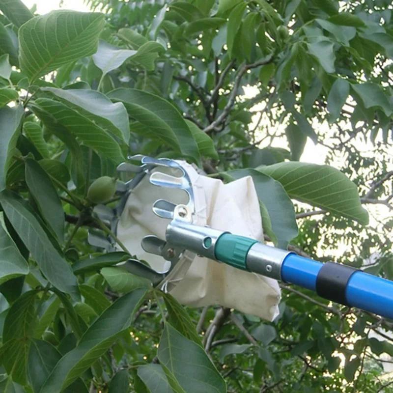 1Pc Metal Fruit Picker With Net Bag Picker Tool Basket Head Fruit Harvester Attachment Garden Hardware Tools