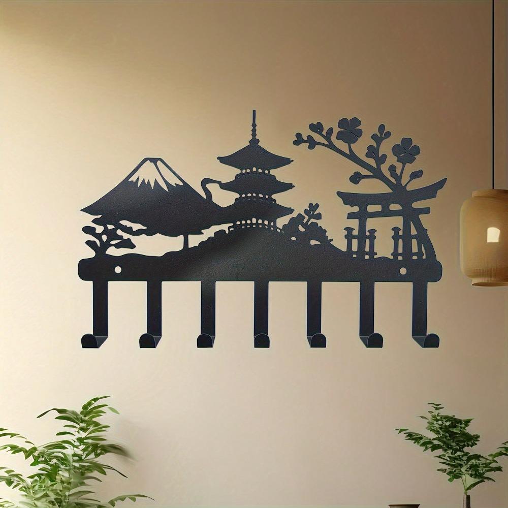 Wall Mounted Black Metal Key Holder Hat Rack For Hallway Kitchen Bathroom Bedroom