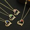 Gold Tone Multi Zircon Heart Pendant Necklace Elegant Versatile Gift For Mom On Mothers Day