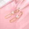 New Elegant Temperament Earrings Generous Pearl Geometric Long Earrings