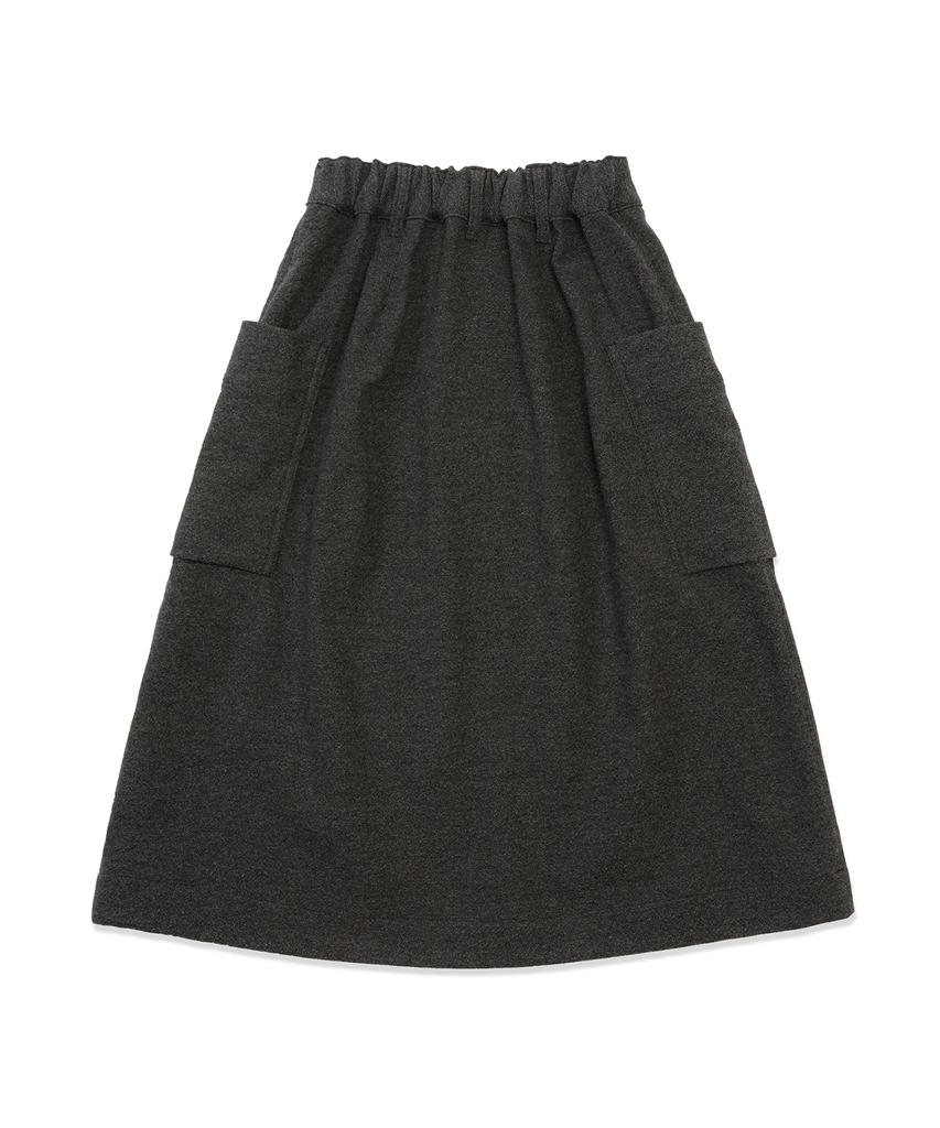 Cotton Bell Out-Pocket Wool Skirt - Wool Charcoal