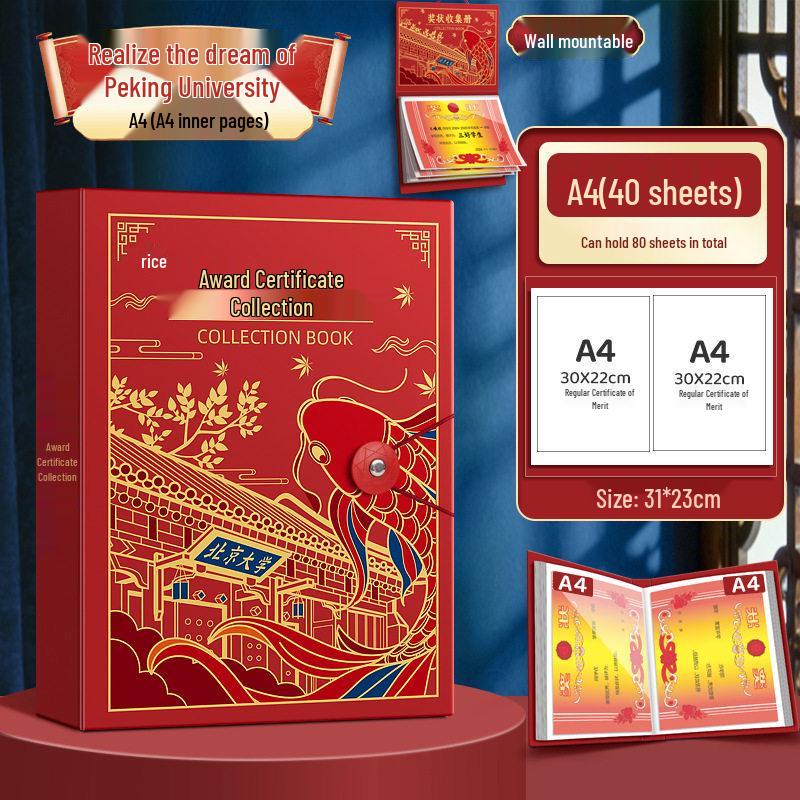 A4 Full Color Certificate Album for Boys & Girls - A3 Art Storage for Students