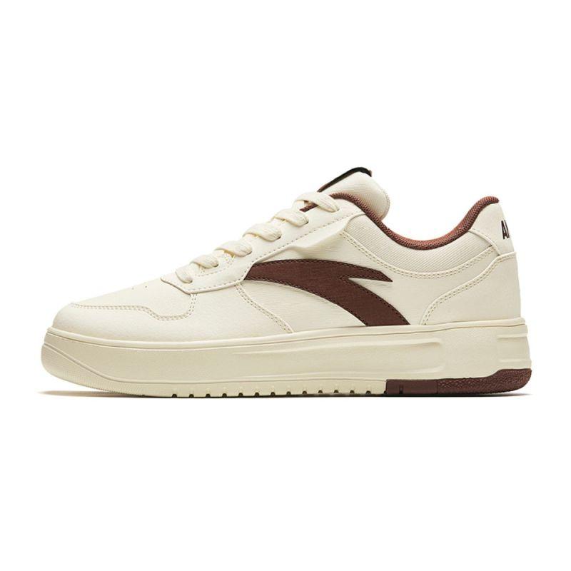 Anta Lightweight Height Increasing Low-Top Skateboard Shoes Men's White Brown Sneakers 112418016-2