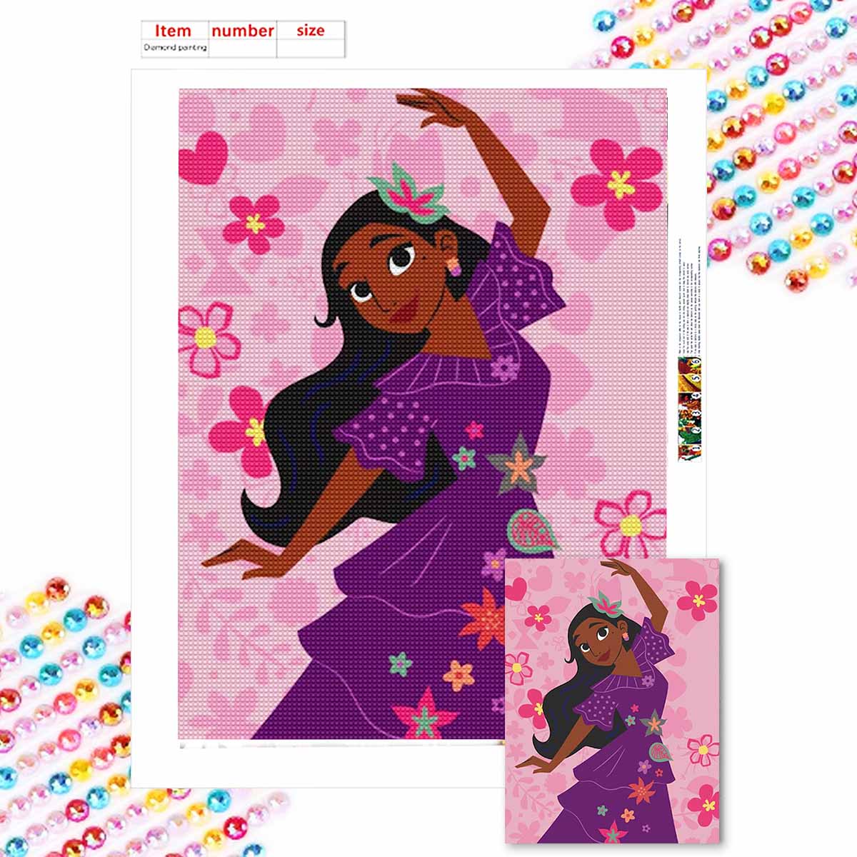 

5D Алмазная вышивка своими руками Черная принцесса Полная выкладка Стразы Мозаика Вышивка Изделия ручной работы Домашний декор Подарок Round 20x30cm