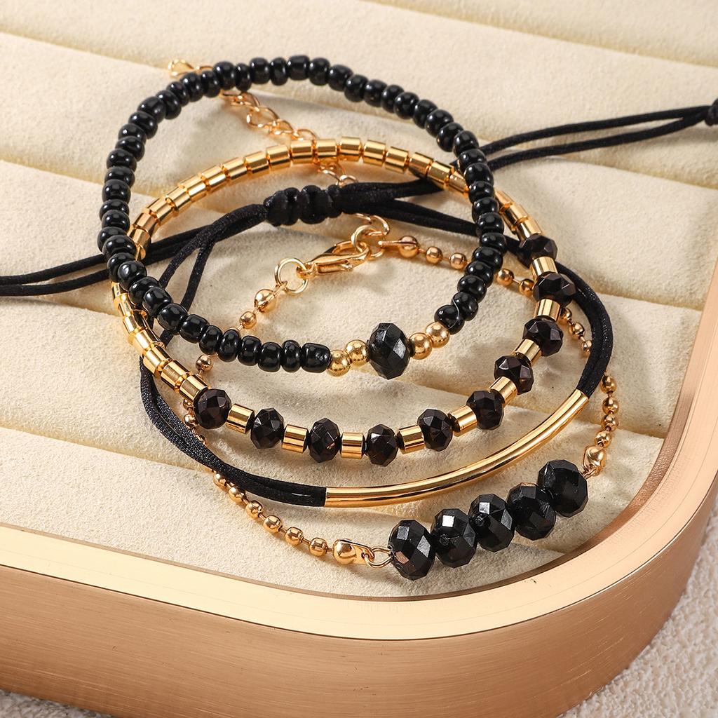 Hot-selling Retro Five-color Rice Bead Bracelet Four-piece Set Versatile Handwoven Bracelet Bracelet Jewelry Set