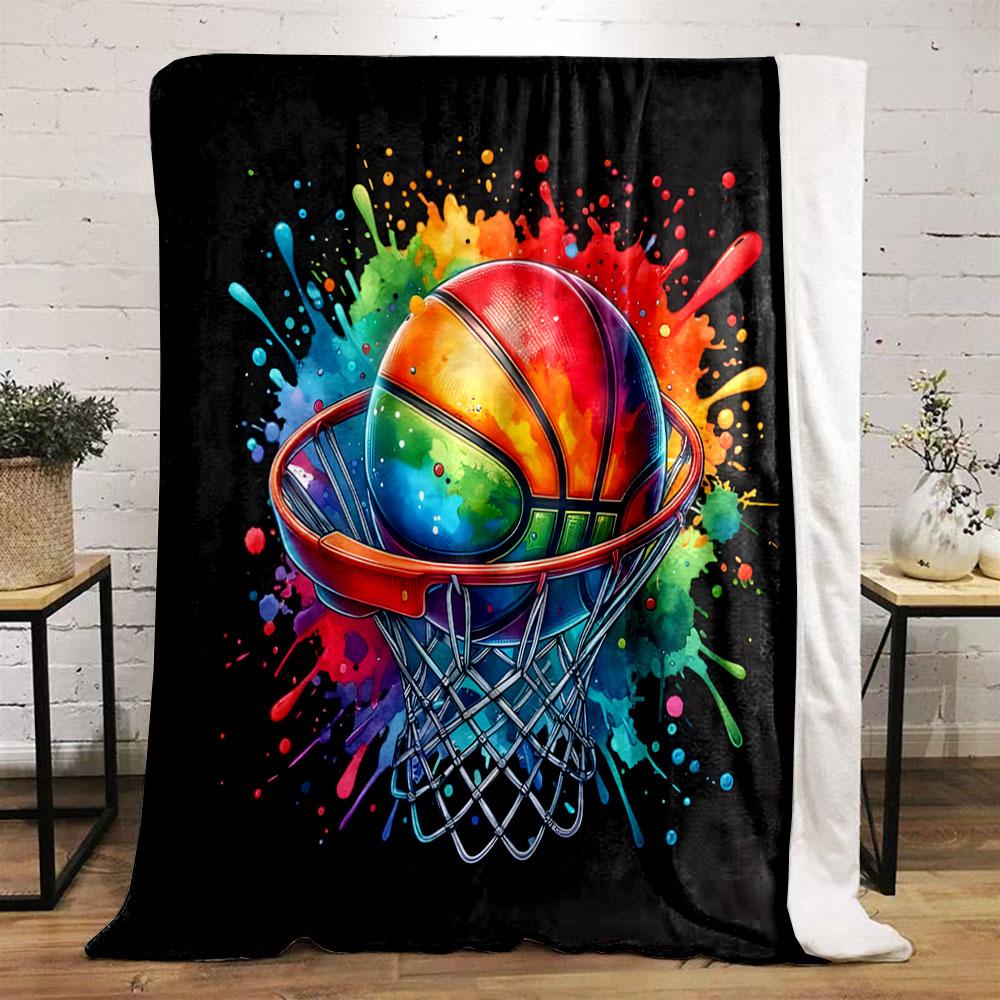 Colorful Basketball Splash Art Design Print Blanket Soft and Cozy Perfect for the Living Room Bed Sofa or a Nap,gift