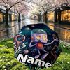 Custom Name Personalized Cosmic Bot Crew Print Umbrella, Auto Open Close, 8‑Rib Sturdy Frame, Commute Camping Hiking Use, Birthday Gift
