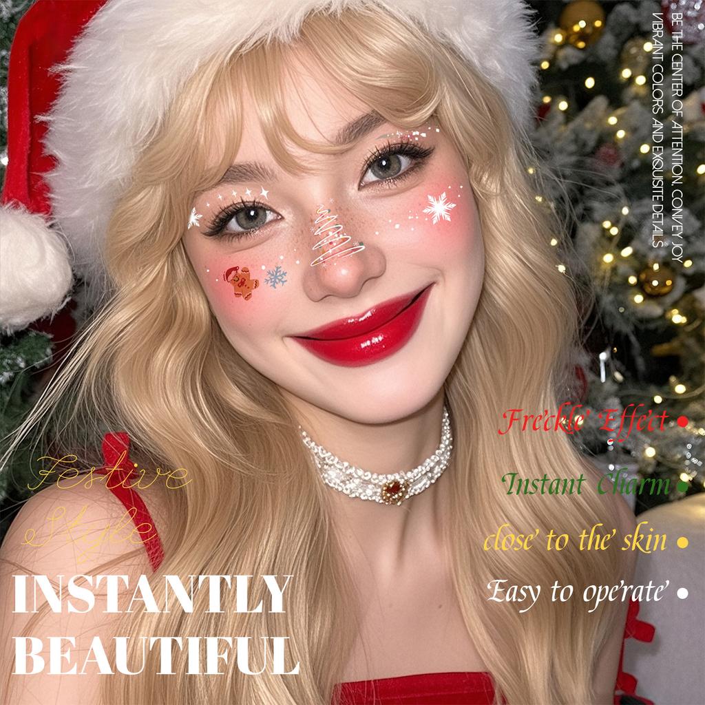 Cross Border New Manufacturer Direct Sales Christmas Makeup Face Stickers Party Dance Waterproof Sweat Creative Tattoo
