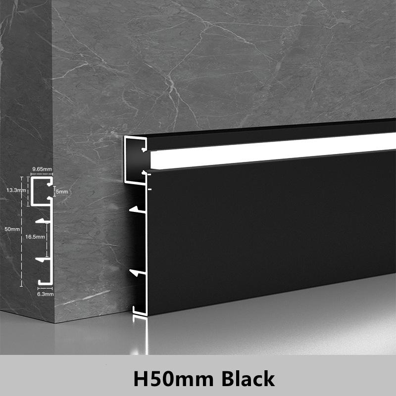 

1M H50/80mm светодиодная полоса плинтуса черный белый алюминиевый профиль металлический плинтус угловой канал домашний настенный декор бар лампа 0.5m x 1pc