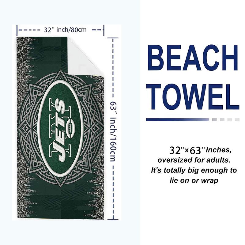 New York Jets Logo Print Beach Towel, Large Soft Quick Dry Towel for Beach Camping Swimming