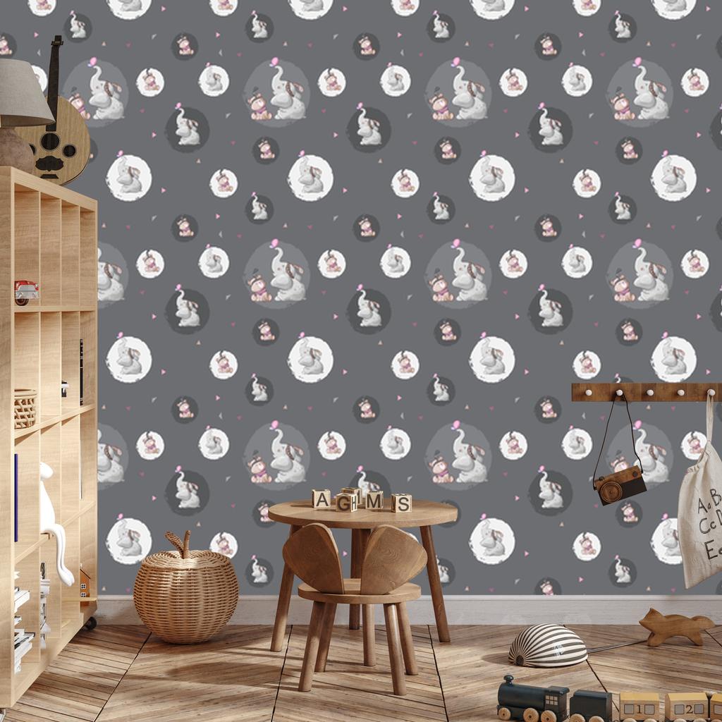Teddy Bears and Elephants Wallpaper for Living Room and Bedroom 50x1000
