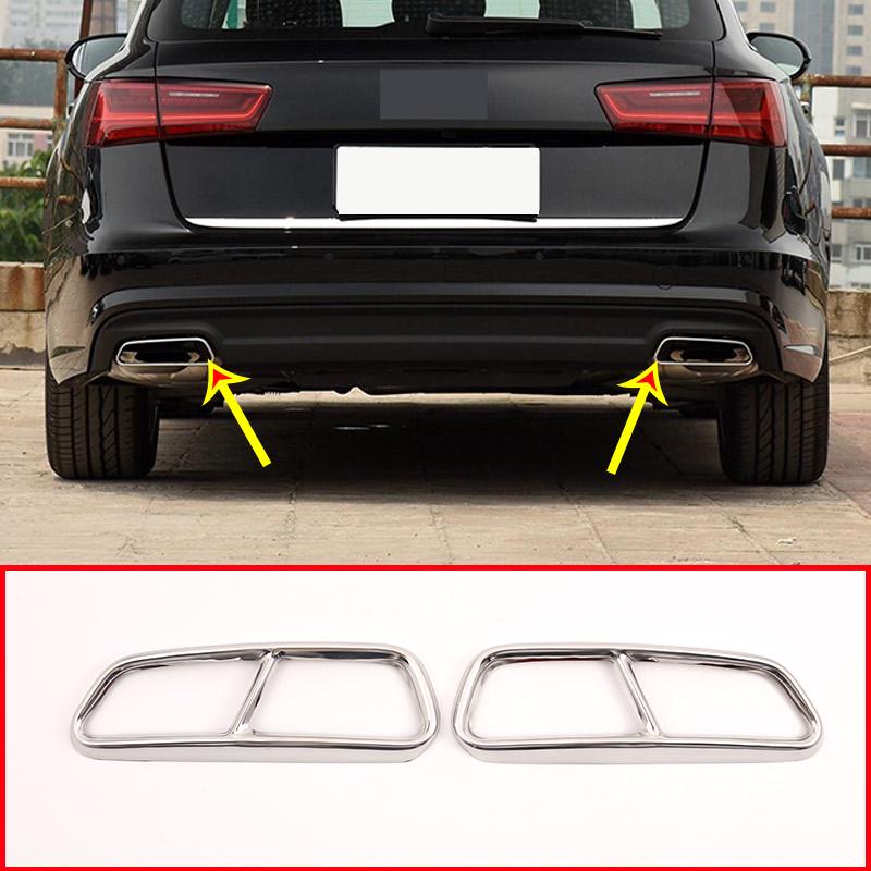 Buy 2pcs Stainless Steel Chrome Car Exhaust Pipe Cover for Audi A6 A7