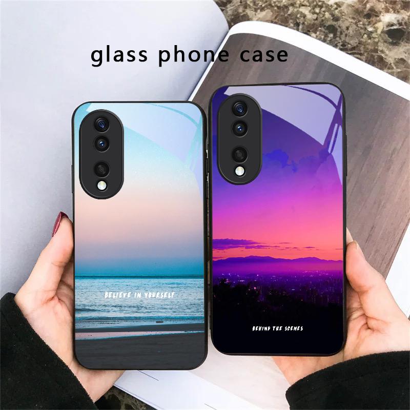 Dark Colored Seawater For Honor X5 Plus X30 X9c Smart X5b X9a X30 Max X50i 30 Pro 50 Pro 70 90 Smart 200 Lite Glass Phone Case