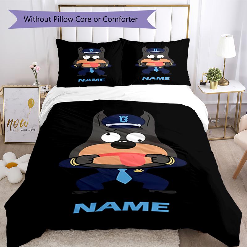 3pcs Custom Name Sheriff Labrador Bedding Set Duvet Cover Closure Includes 1 Duvet Cover & 2 Pillowcases, Soft and Comfortable for All Seasons.