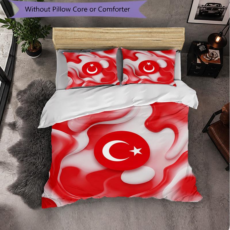 Turkey Football Pattern 3 Pieces Bedding Set Soft Microfiber Duvet Cover with Pillow Cases for Bedroom