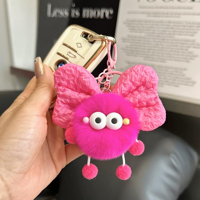 Söt rex kanin hår rosett brikett elf hänge väska docka hänge tecknad docka bil nyckelring
