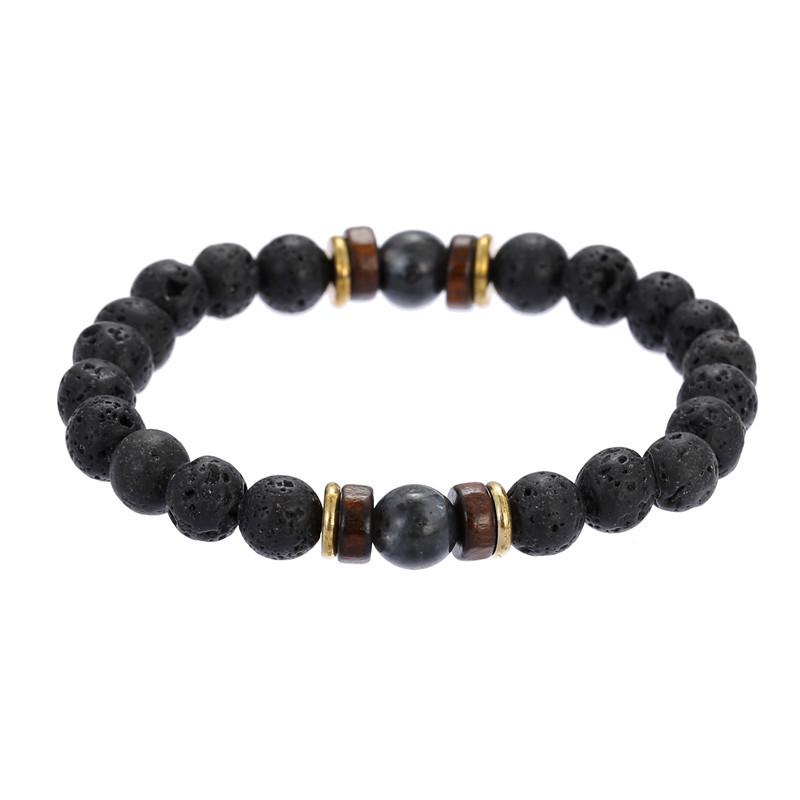 Volcanic and Black Iron Stone Couple Bracelets - Shining Gemstone Style.