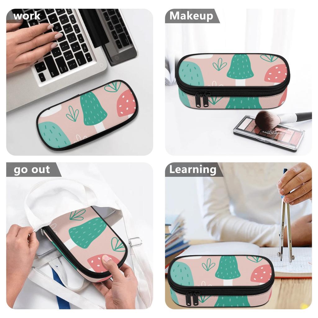 Pencil Case 300D Polyester Large Capacity Zipper Closure with Mesh Pocket Removable Divider and Pen Slots for Everyday Study