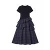 Women's Summer French Plaid Vest Dress with Waist-Cinching and Irregular Hem
