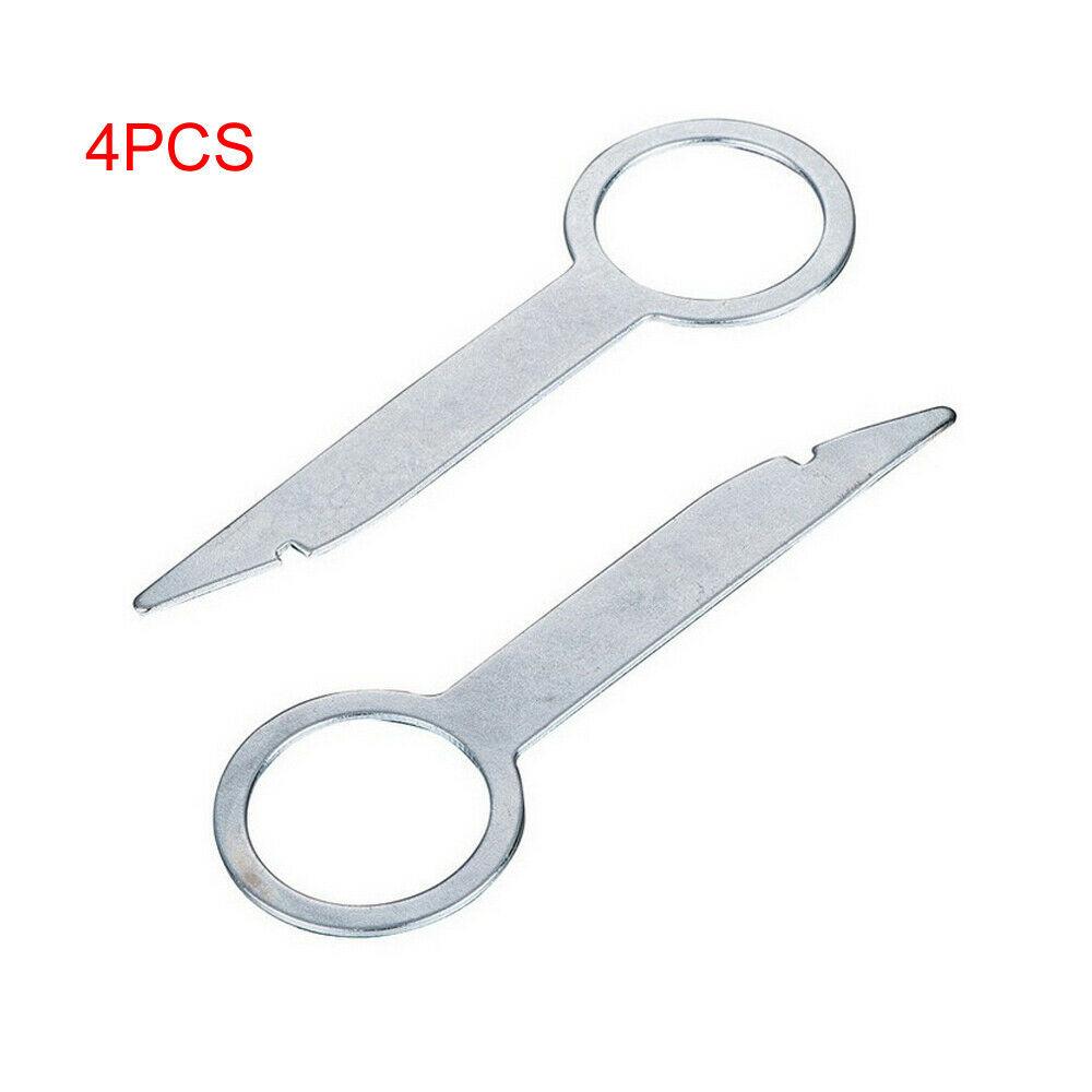 

4x ключи для снятия автомобильного радиоприемника, специальный инструмент для разборки деталей, аксессуары для тюнинга автомобиля, универсальные продукты серебряный