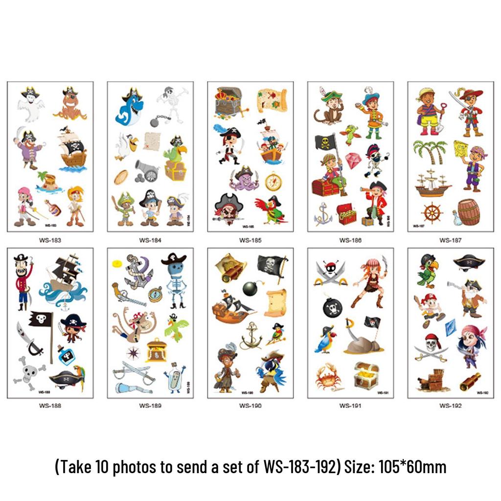 Children's Pirate Cartoon Waterproof Temporary Tattoo Stickers for Face & Arm - Fun Party Collection