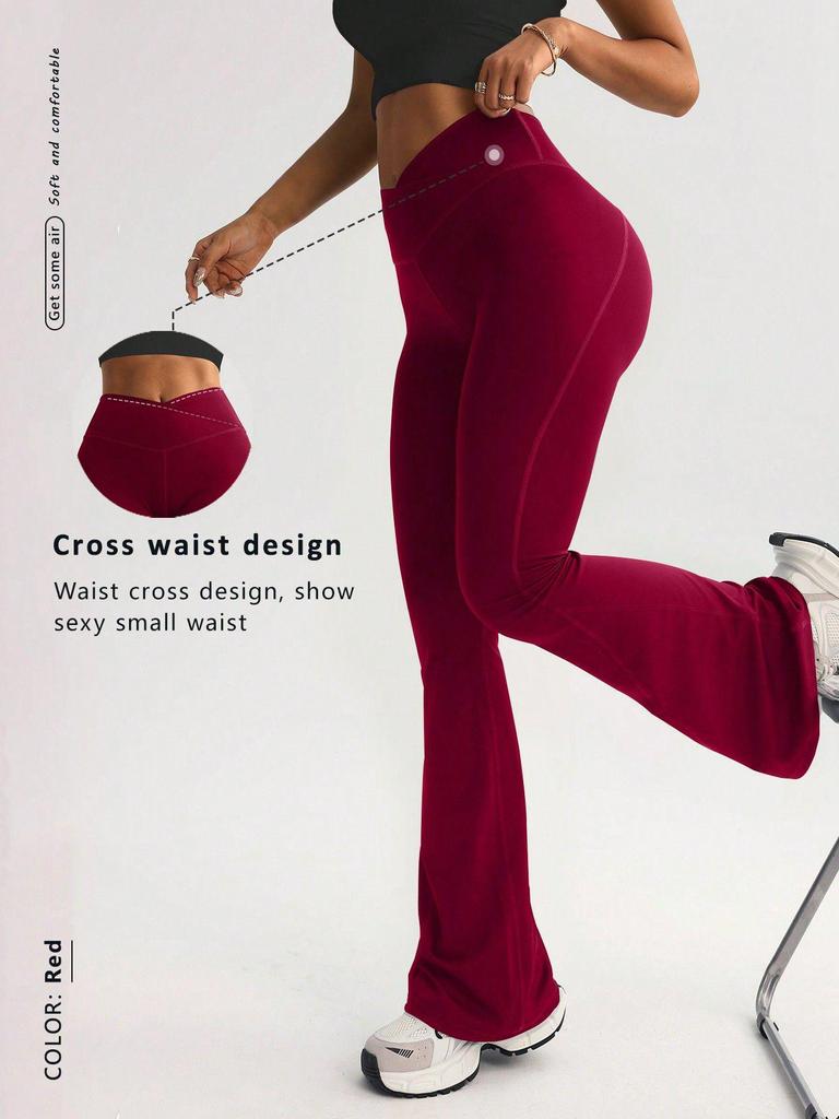 Women's High Waist Yoga Flare Pants - Hip Lifting, Elastic Sports and Dance Wear.