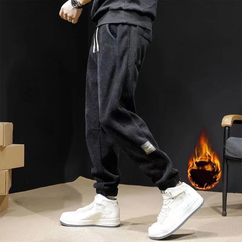 

Мужские осенне-зимние вельветовые повседневные брюки, подростковые свободные и универсальные теплые спортивные штаны 5XL