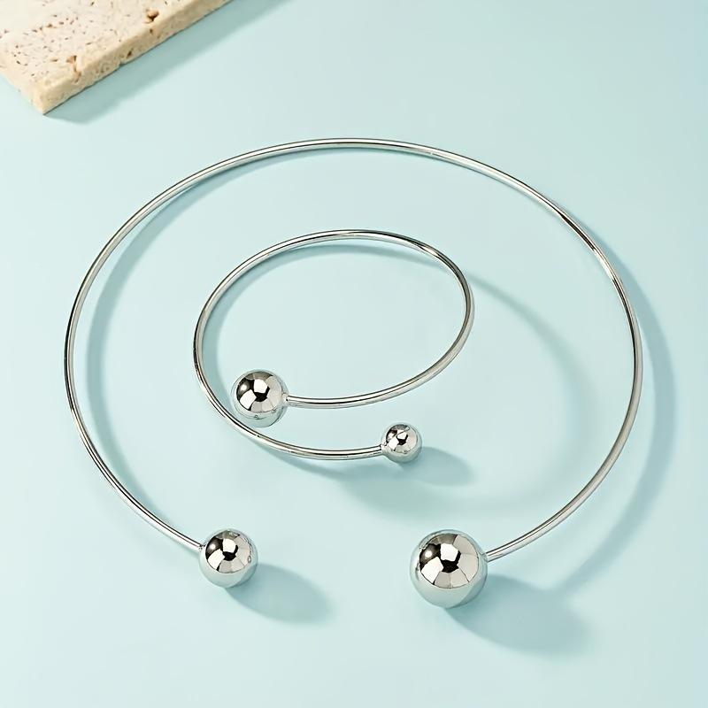 Minimalistisches Geometrisches Kreis Choker & Ring Set - Europäische & Amerikanische Mode