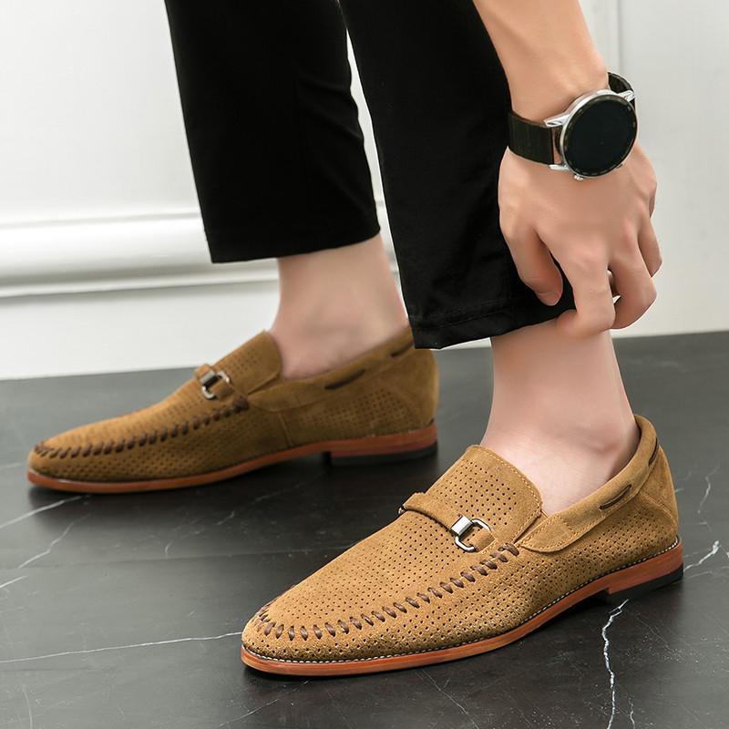 Fashion High Quality Casual Suede Leather Shoes Men Handmade Designer Green Loafers Men Flat Mocasines Breathable Formal Man Shoes 2024
